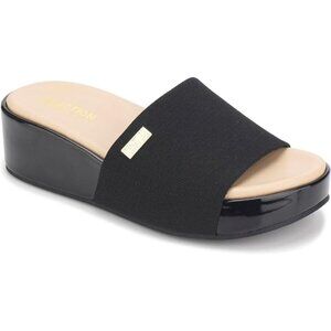Kenneth Cole Reaction Wedge Sandal Maila Stretch Logo Womens Black Size 6.5